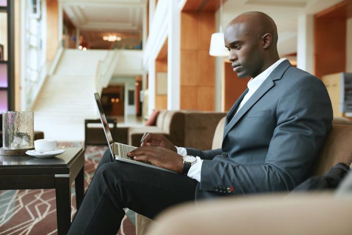 Businessman in lobby