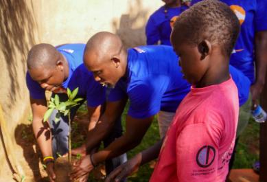 Planting with child